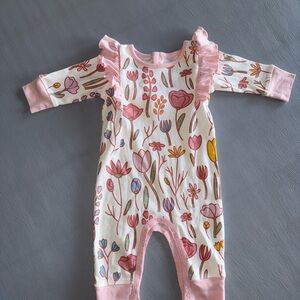 Adorable Floral Kids Footie in Pink and White